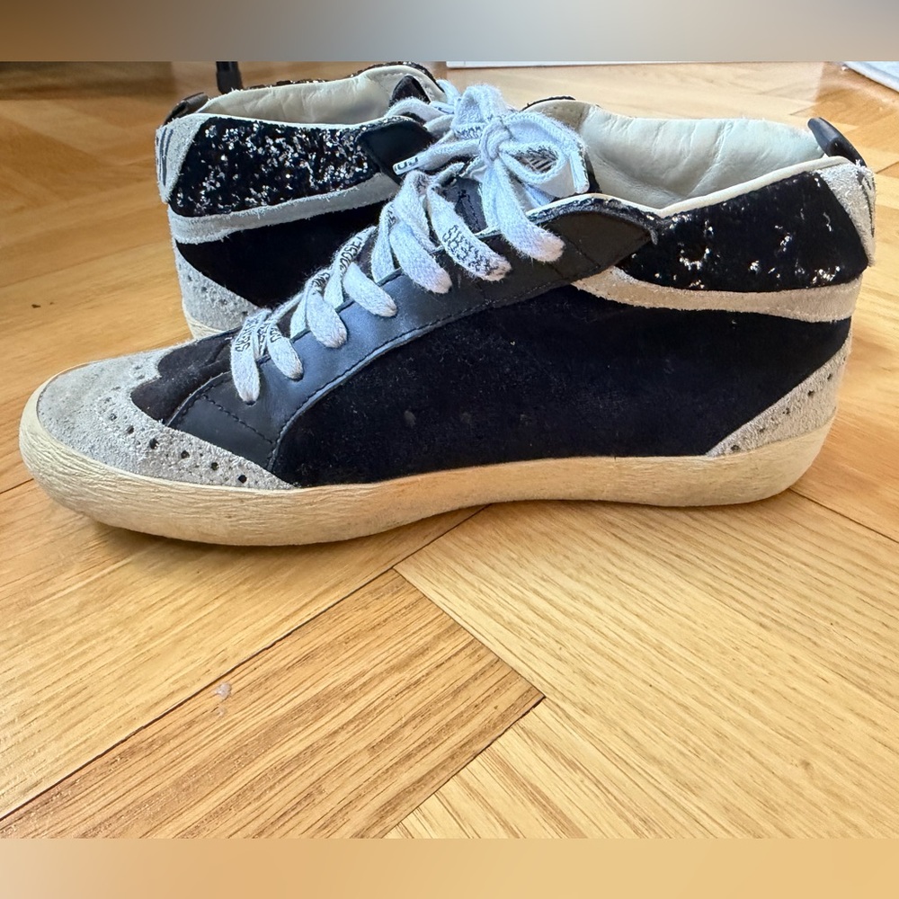 Mid-Star Black Velvet & Silver Glitter Sneaker - Picture 4 of 6